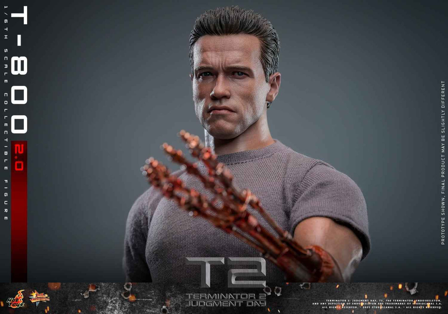 Terminator Hot Toys Terminator 2: Judgment Day T-800 2.0 MMS795 1/6 Licensed Action Figure