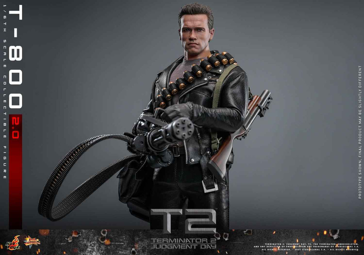 Terminator Hot Toys Terminator 2: Judgment Day T-800 2.0 MMS795 1/6 Licensed Action Figure