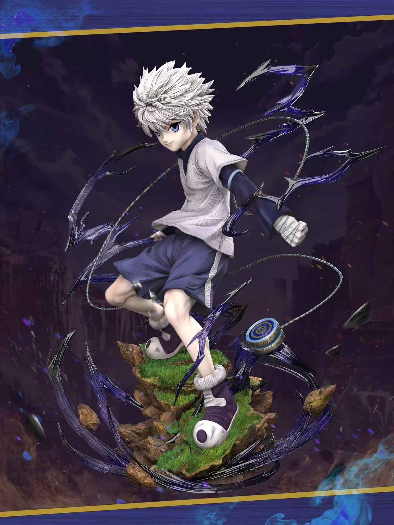 Hunter X Hunter ~ Hunter Fan Studio ~ Killua Zoldyck Yoyo Attack ~ Resin Statue - Santoryu Resins Collectors