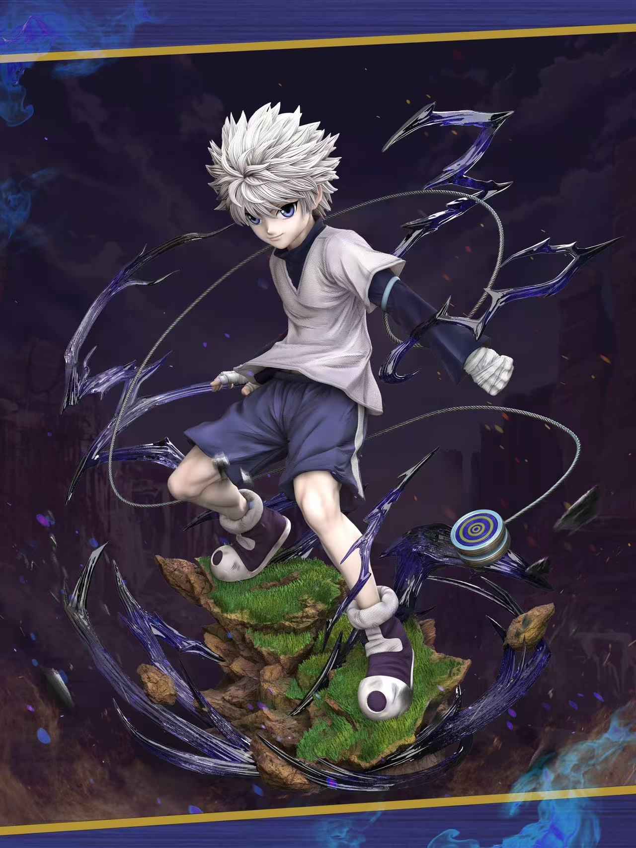 Hunter X Hunter ~ Hunter Fan Studio ~ Killua Zoldyck Yoyo Attack ~ Resin Statue - Santoryu Resins Collectors