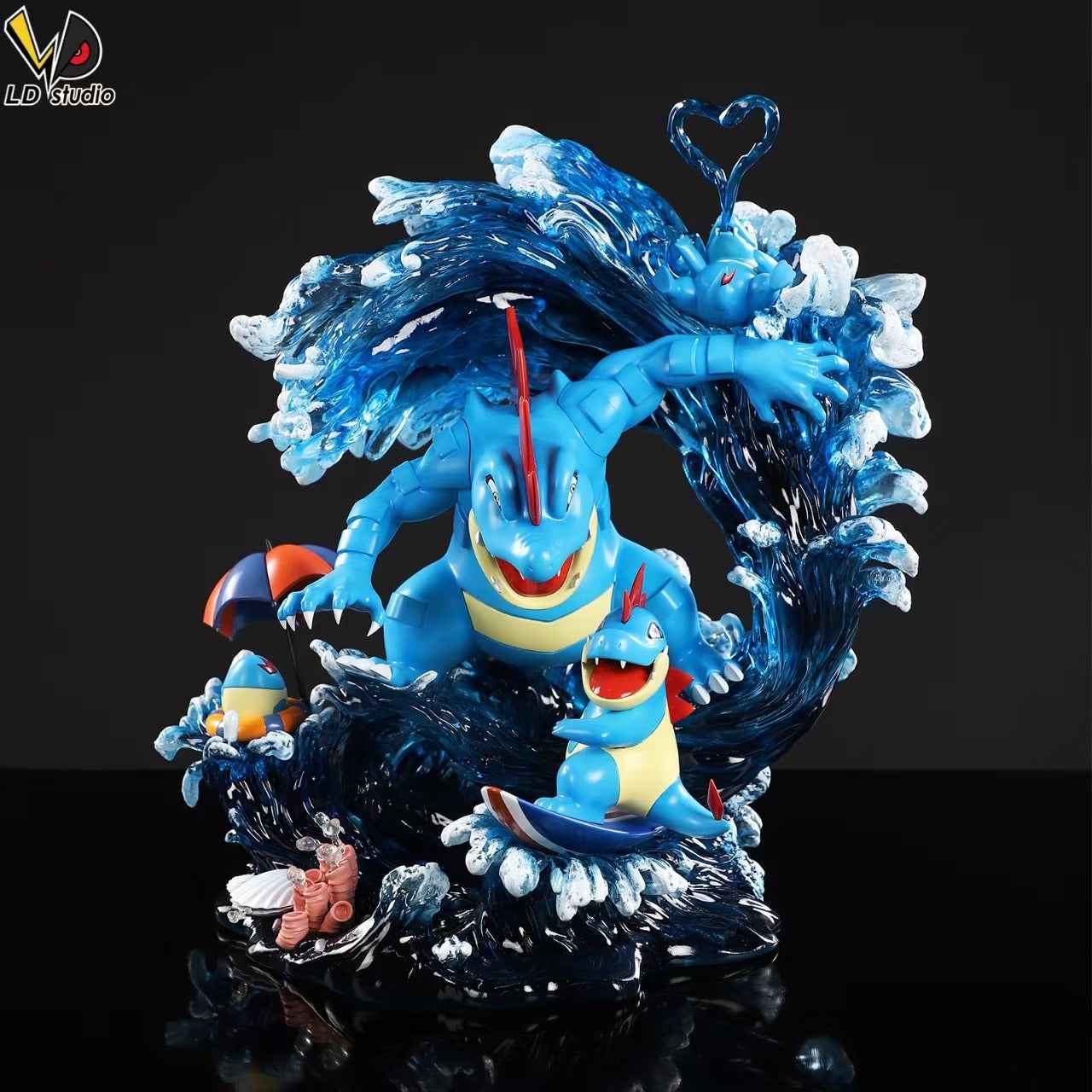 Pokémon ~ LD Studio ~ Feraligatr Evolution Group ~ Resin Statue - Santoryu Resins Collectors