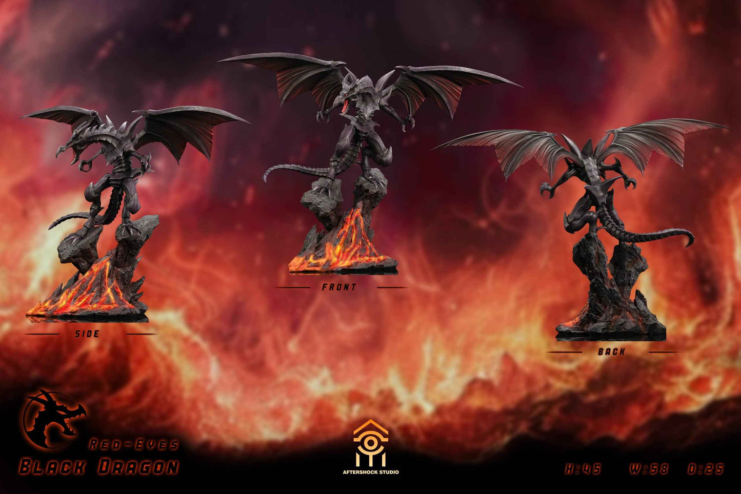 Yu-Gi-Oh! ~ Aftershock Studio ~ Blue-Eyes White Dragon & Red-Eyes Black Dragon ~ Resin Statue - Santoryu Resins Collectors