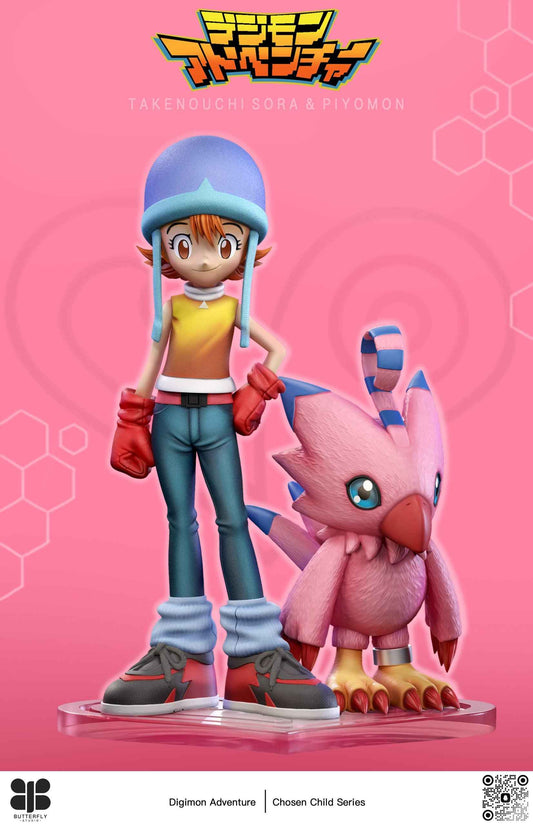 Digimon ~ Butterfly Studio ~ Sora Takenouchi & Piyomon ~ Resin Statue - Santoryu Resins Collectors