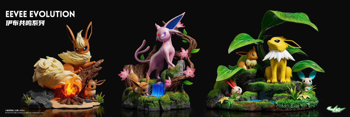 Pokémon ~ SK Studio ~ Jolteon x Eevee x Minun x Plusle ~ Resin Statue - Santoryu Resins Collectors
