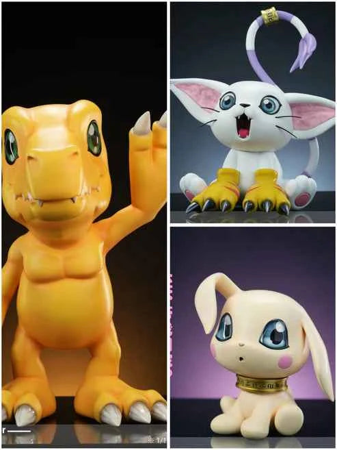 Digimon ~ Mine Studio ~ Agumon x Tailmon x Plotmon ~ Resin Statue - Santoryu Resins Collectors