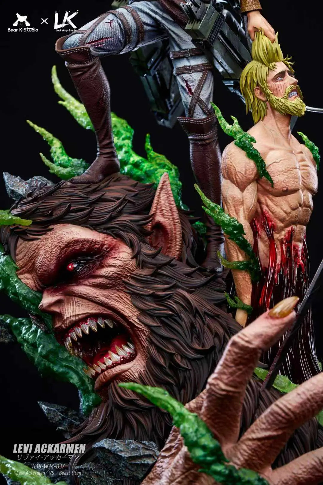 Attack on Titan Bear K (BK) & Lucky Kay (LK) Studio Levi Ackerman Resin Statue