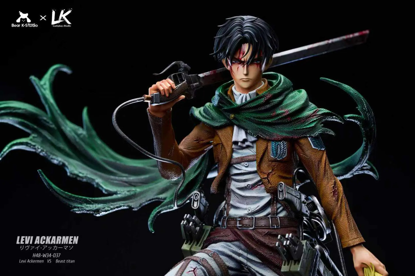 Attack on Titan Bear K (BK) & Lucky Kay (LK) Studio Levi Ackerman Resin Statue