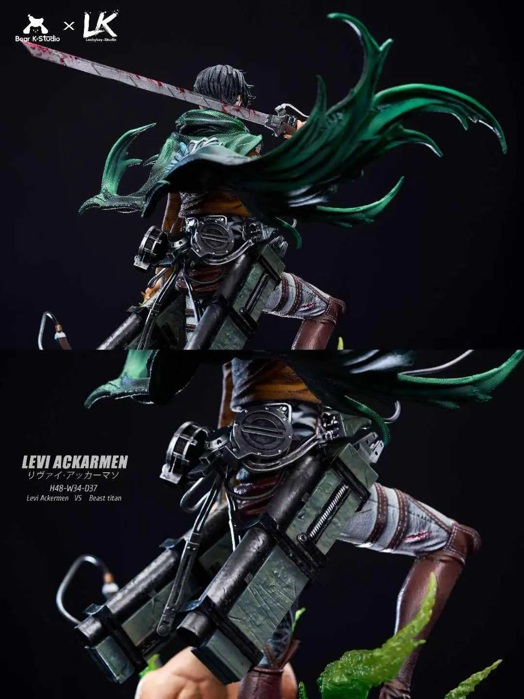 Attack on Titan Bear K (BK) & Lucky Kay (LK) Studio Levi Ackerman Resin Statue