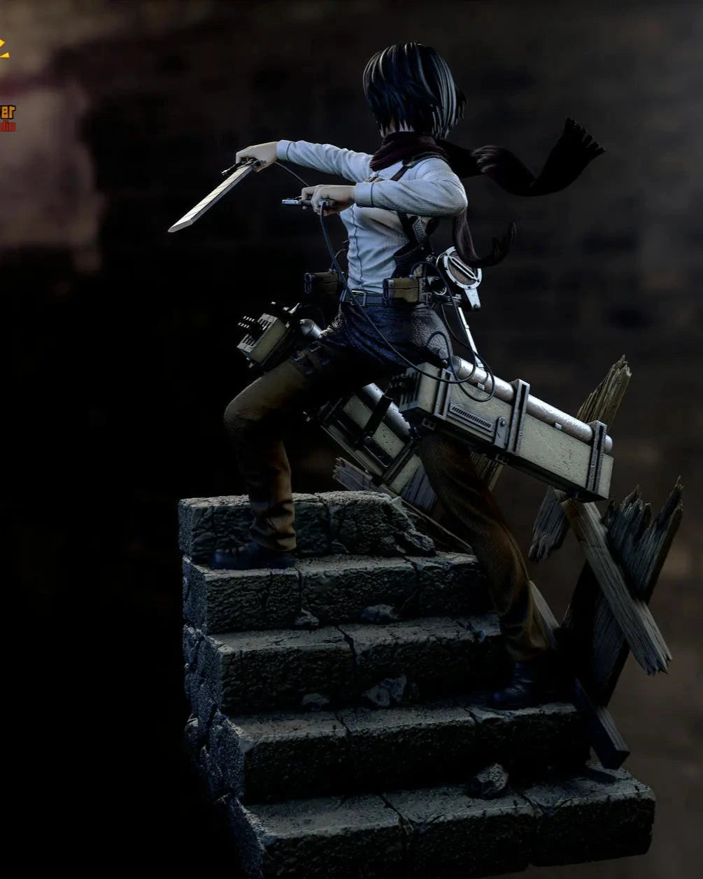 Attack on Titan Model Power Studio Trio Mikasa Ackerman & Eren Jaeger & Armin Arlert Resin Statue