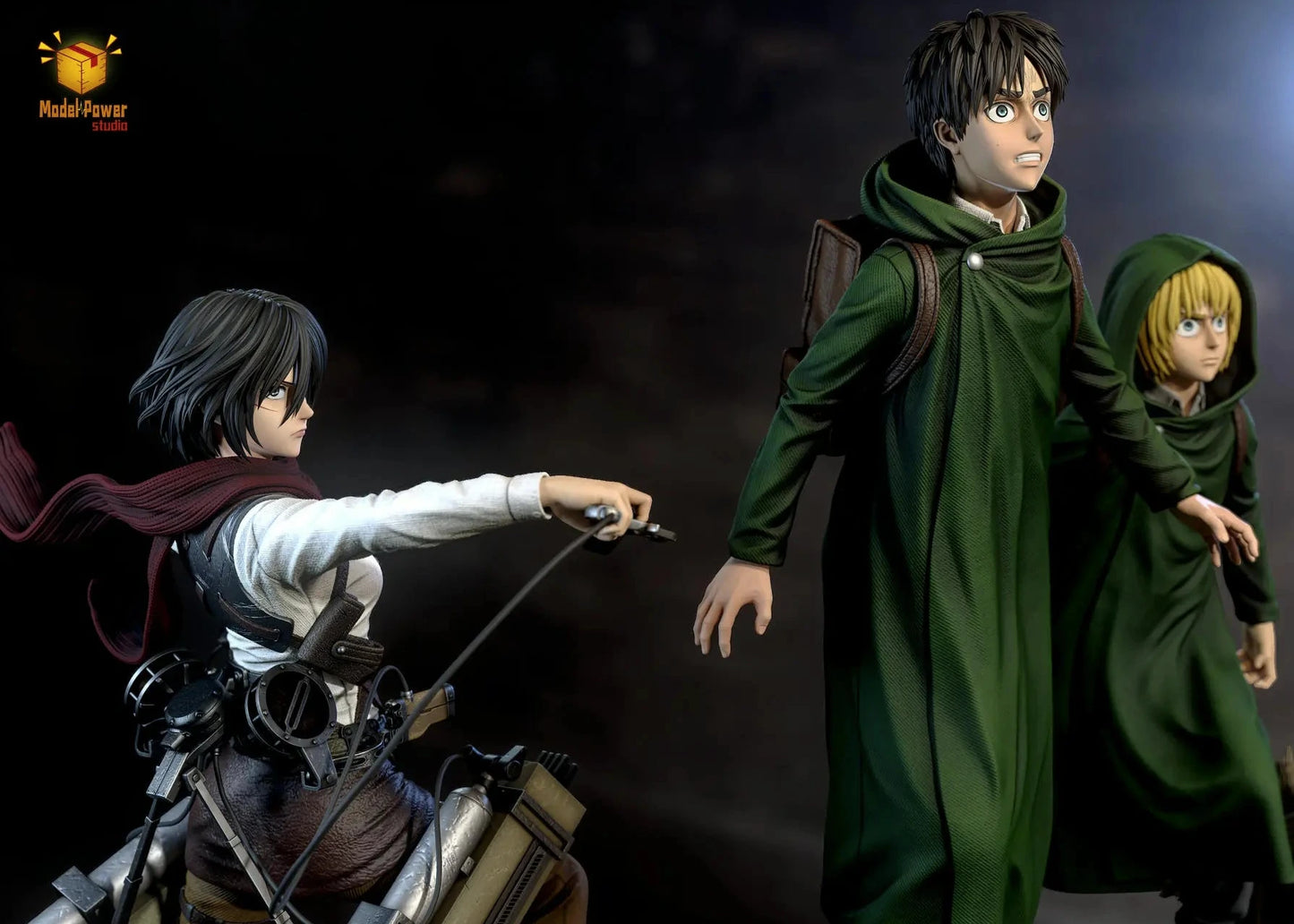 Attack on Titan Model Power Studio Trio Mikasa Ackerman & Eren Jaeger & Armin Arlert Resin Statue
