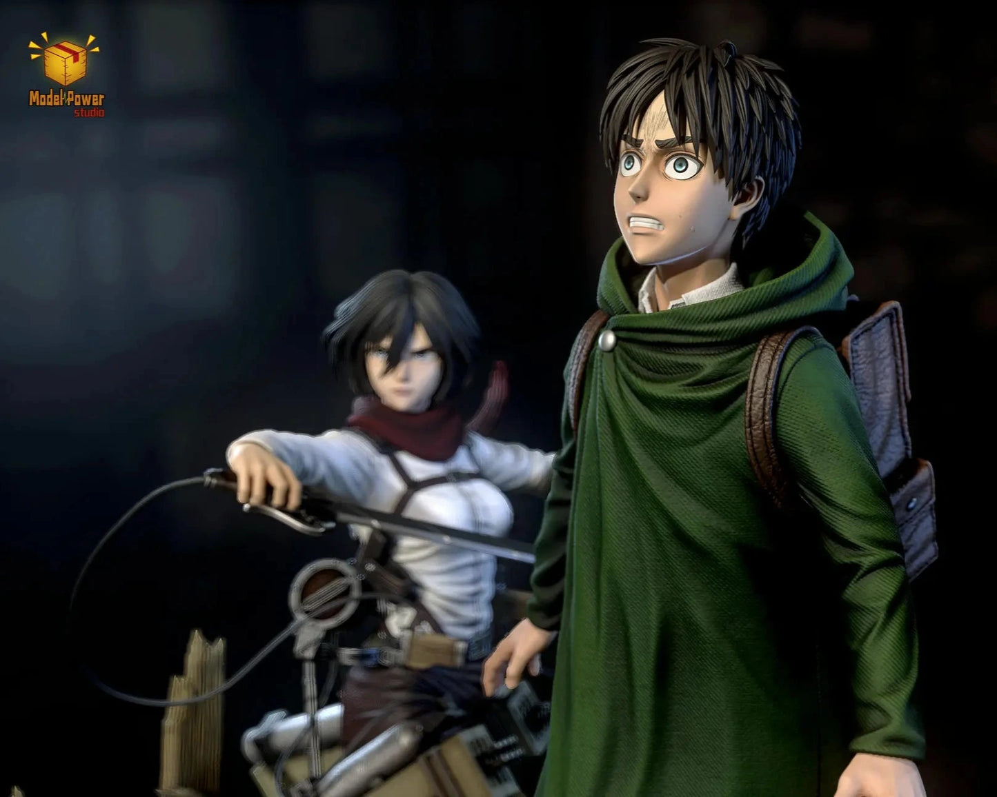 Attack on Titan Model Power Studio Trio Mikasa Ackerman & Eren Jaeger & Armin Arlert Resin Statue