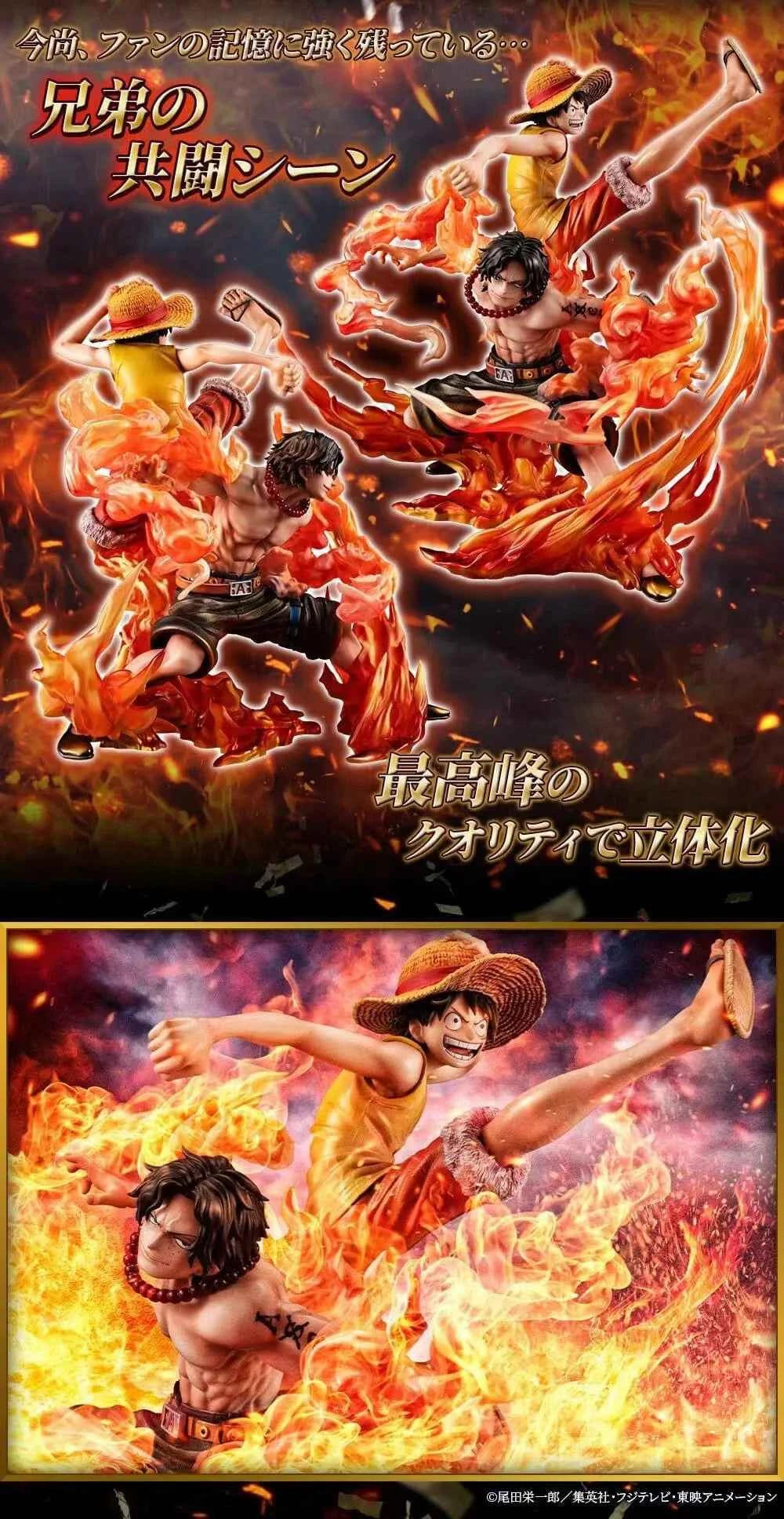 One Piece ~ Megahouse ~ Luffy and Ace Brotherhood Portrait Of Pirates POP Maximum ~ Licensed PVC Figure - Santoryu Resins Collectors