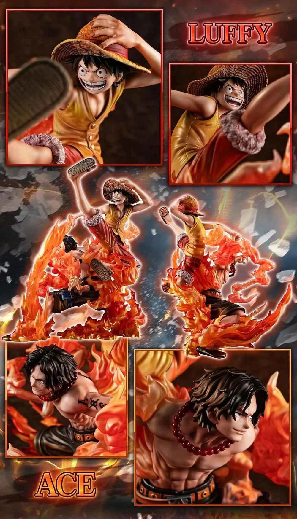 One Piece ~ Megahouse ~ Luffy and Ace Brotherhood Portrait Of Pirates POP Maximum ~ Licensed PVC Figure - Santoryu Resins Collectors