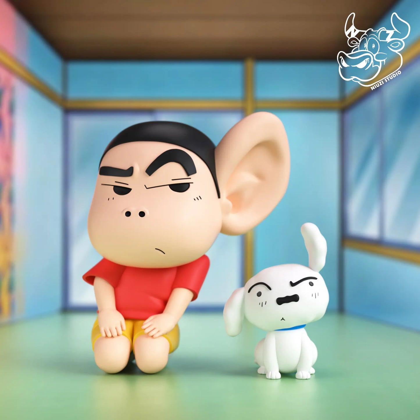 Crayon Shin Chan NIUZI Studio Shinnosuke & Shiro Resin Statue