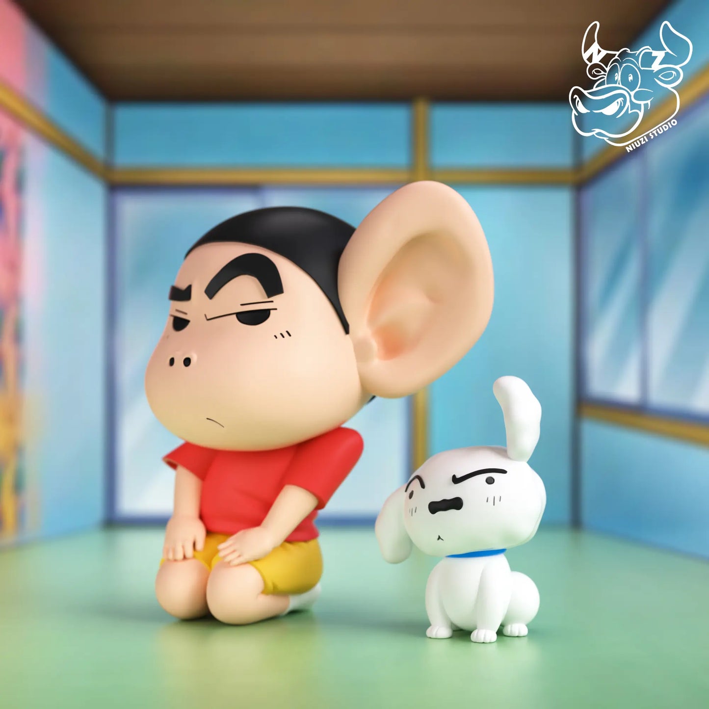 Crayon Shin Chan NIUZI Studio Shinnosuke & Shiro Resin Statue