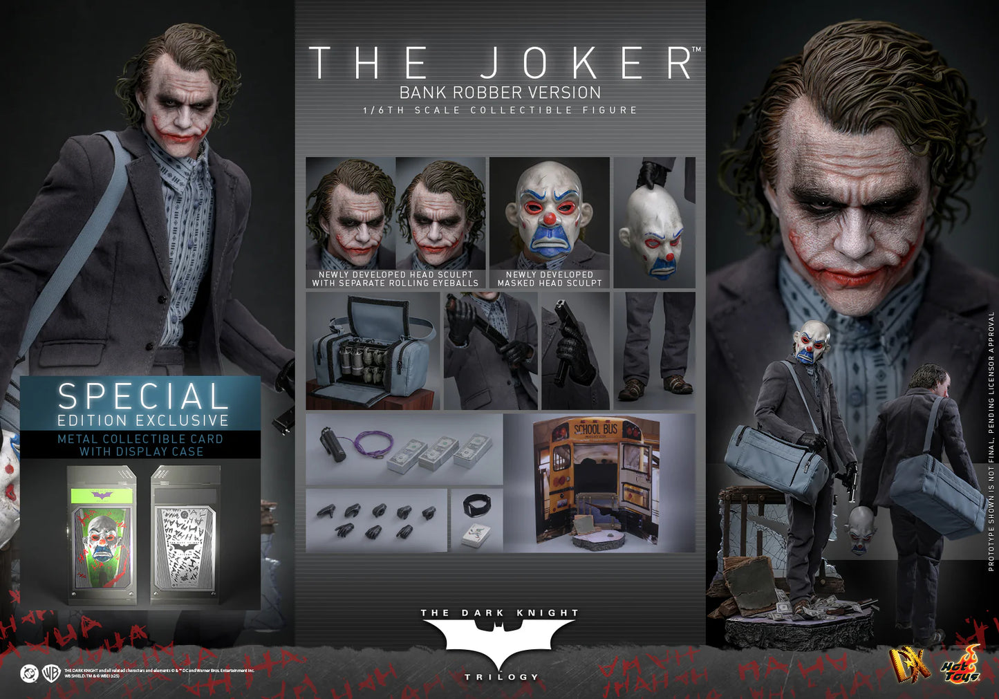 DC Comics Hot Toys "The Dark Knight Trilogy" The Joker (Bank Robber Version) Special Edition DX50B Licensed Action Figure