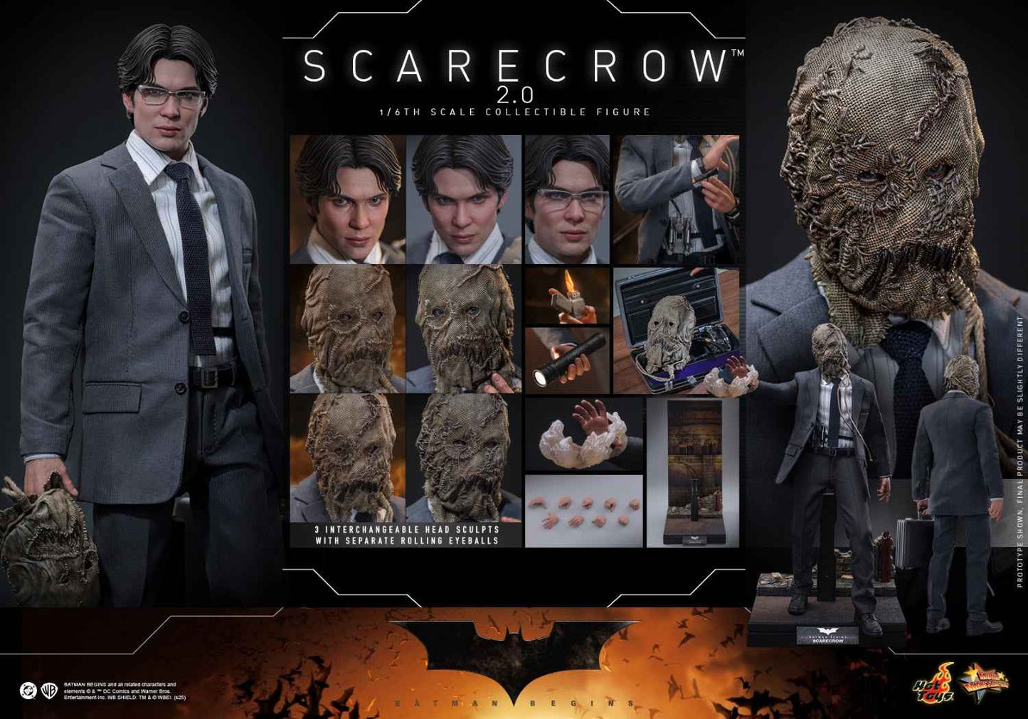 DC Comics ~ Hot Toys ~ "Batman Begins" Scarecrow 2.0 MMS801 ~ Licensed Action Figure - Santoryu Resins Collectors