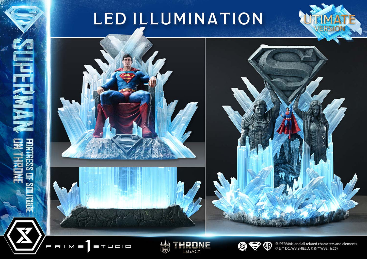 DC Comics Prime 1 Studio Superman Fortress of Solitude on Throne TLCDC-08 TLCDC-08UT TLCDC-08UTS Licensed Resin Statue