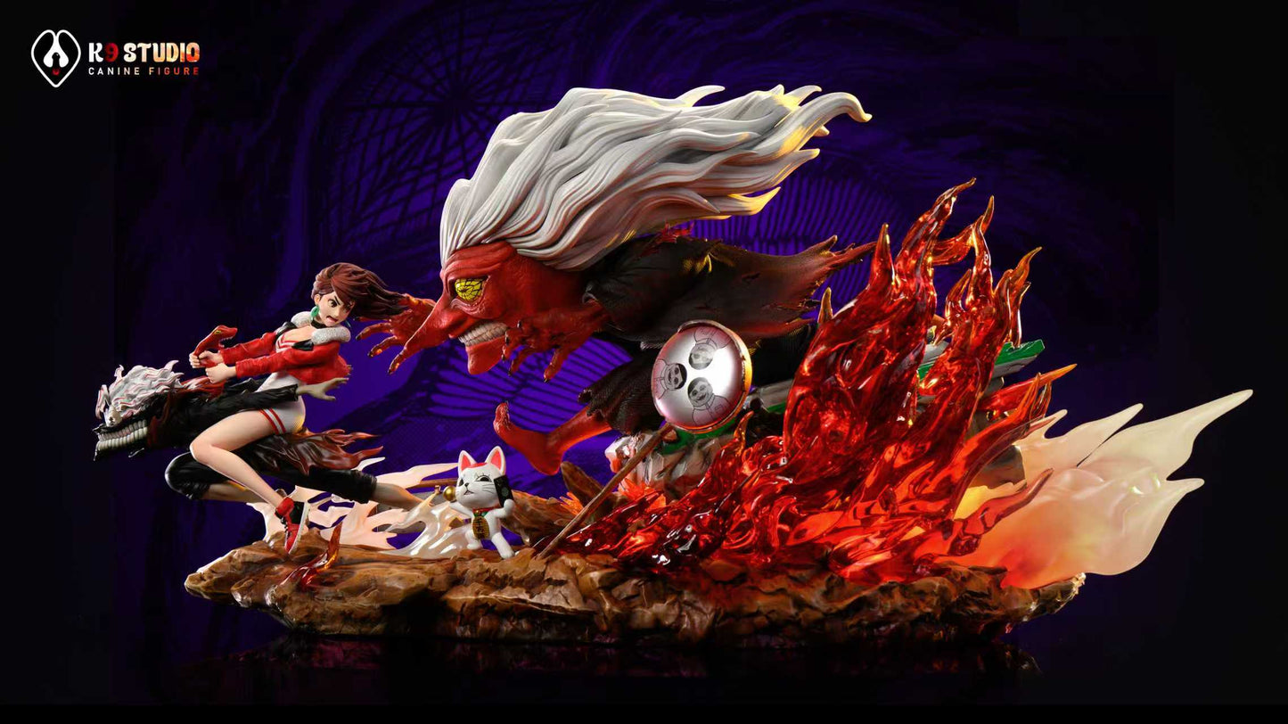 Dandadan K9 Studio Okarun & Momo Ayase Turbo Granny Chasing Resin Statue