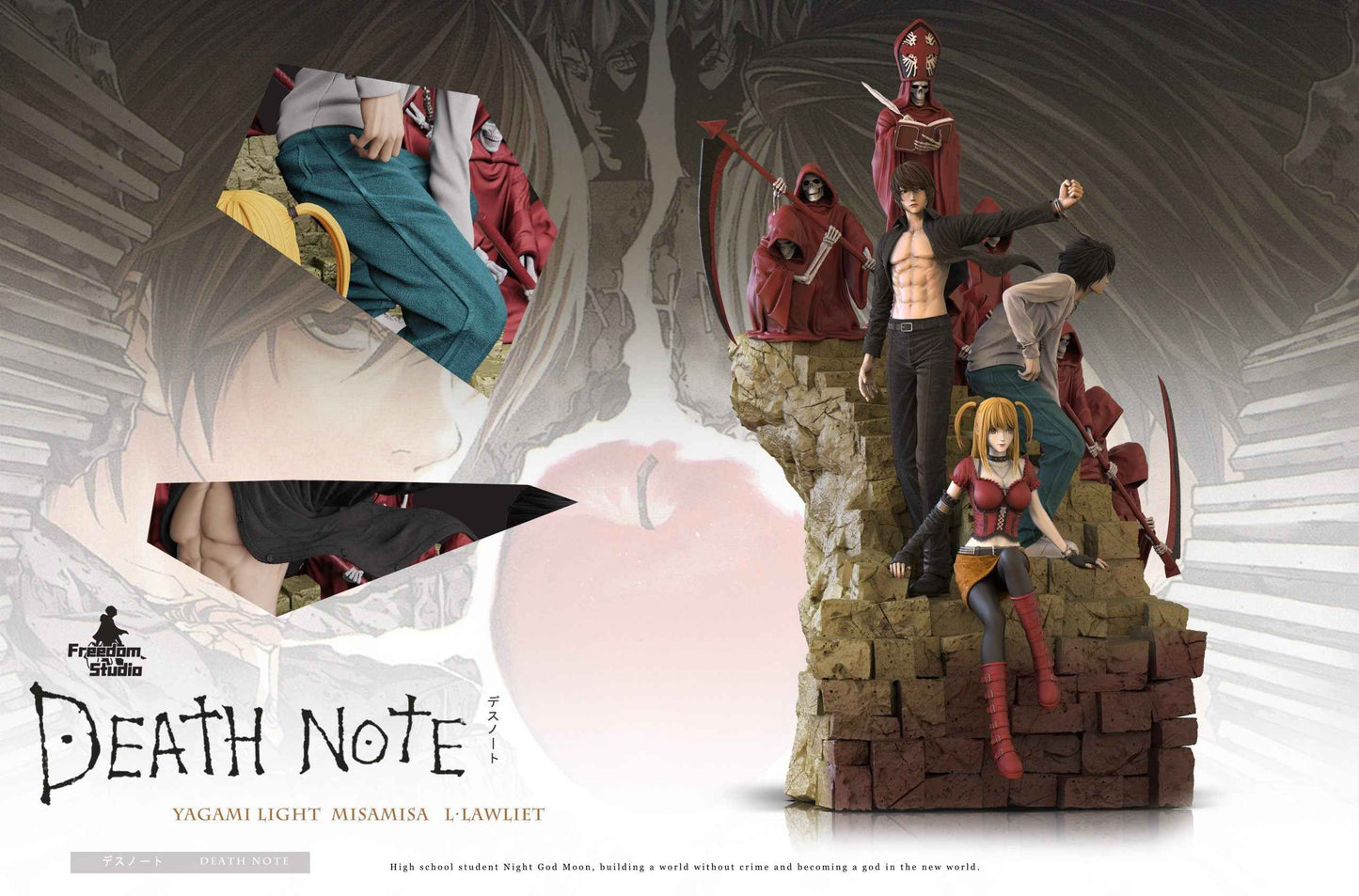 Death Note Freedom Studio Light Yagami & L Lawliet & Misa Amane Resin Statue