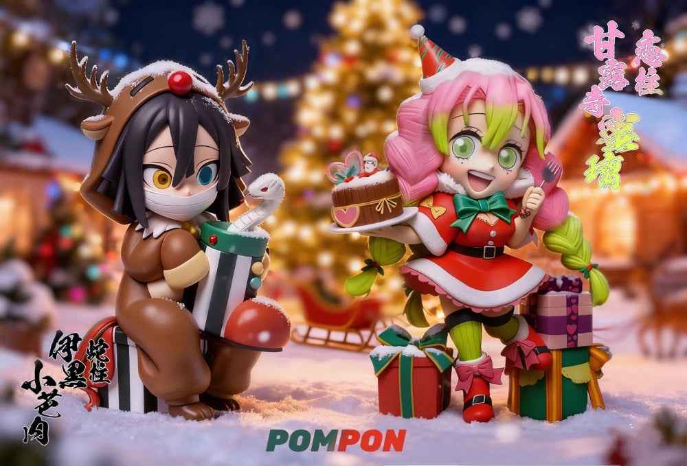 Demon Slayer: Kimetsu No Yaiba PomPon Studio Christmas Iguro Obanai & Kanroji Mitsuri Resin Statue