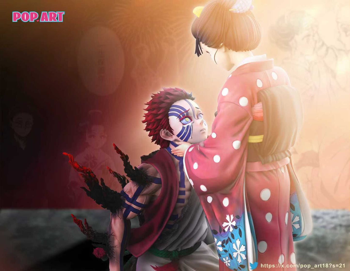 Demon Slayer Kimetsu no Yaiba Pop Art Studio Akaza & Koyuki Resin Statue
