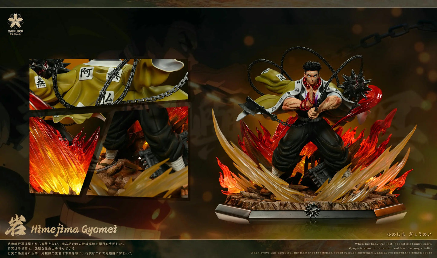 Demon Slayer Sakura Studio Stone Hashira Gyomei Himejima Resin Statue