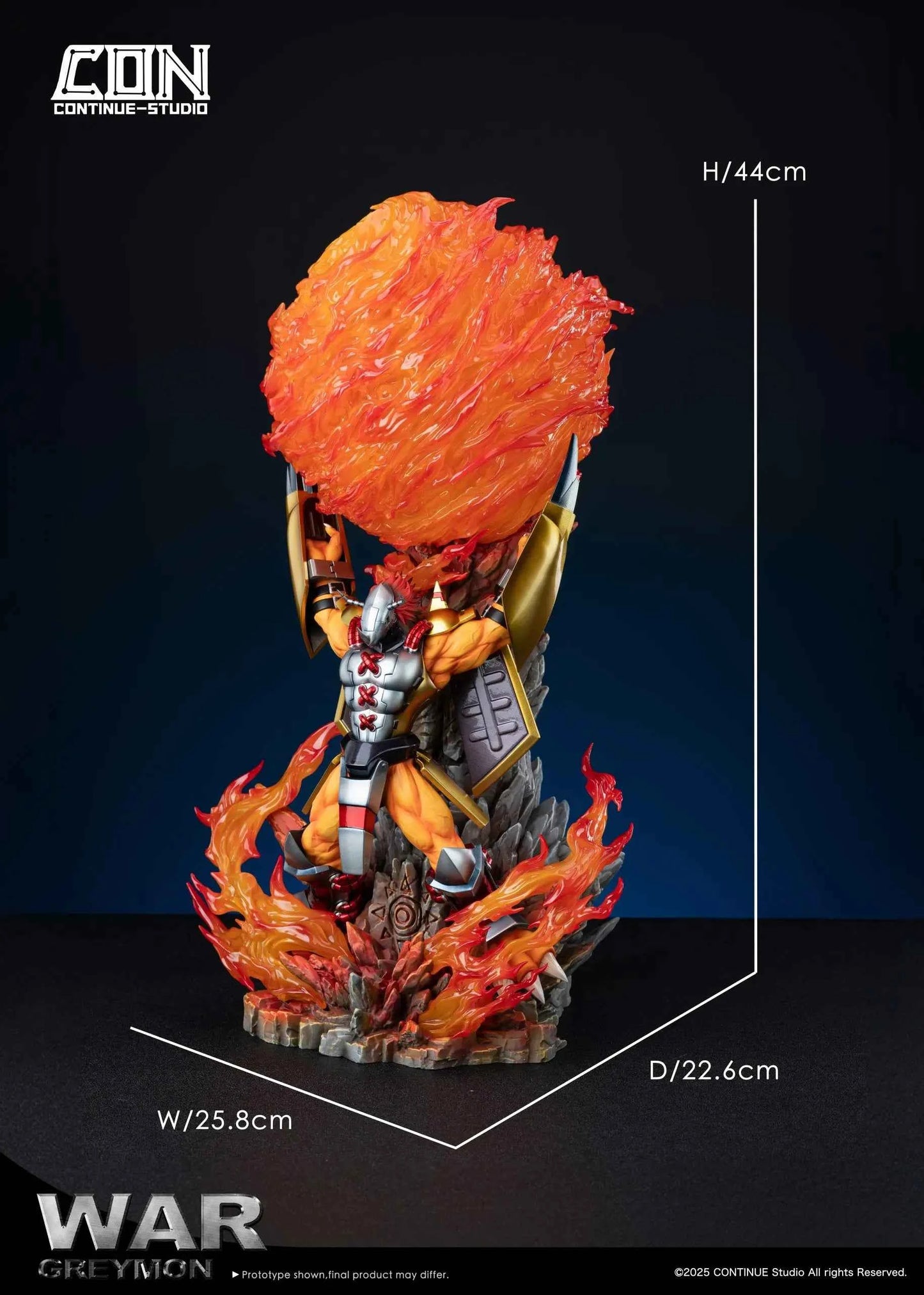 Digimon Continue Studio War Greymon Gaia Energy Cannon Resin Statue