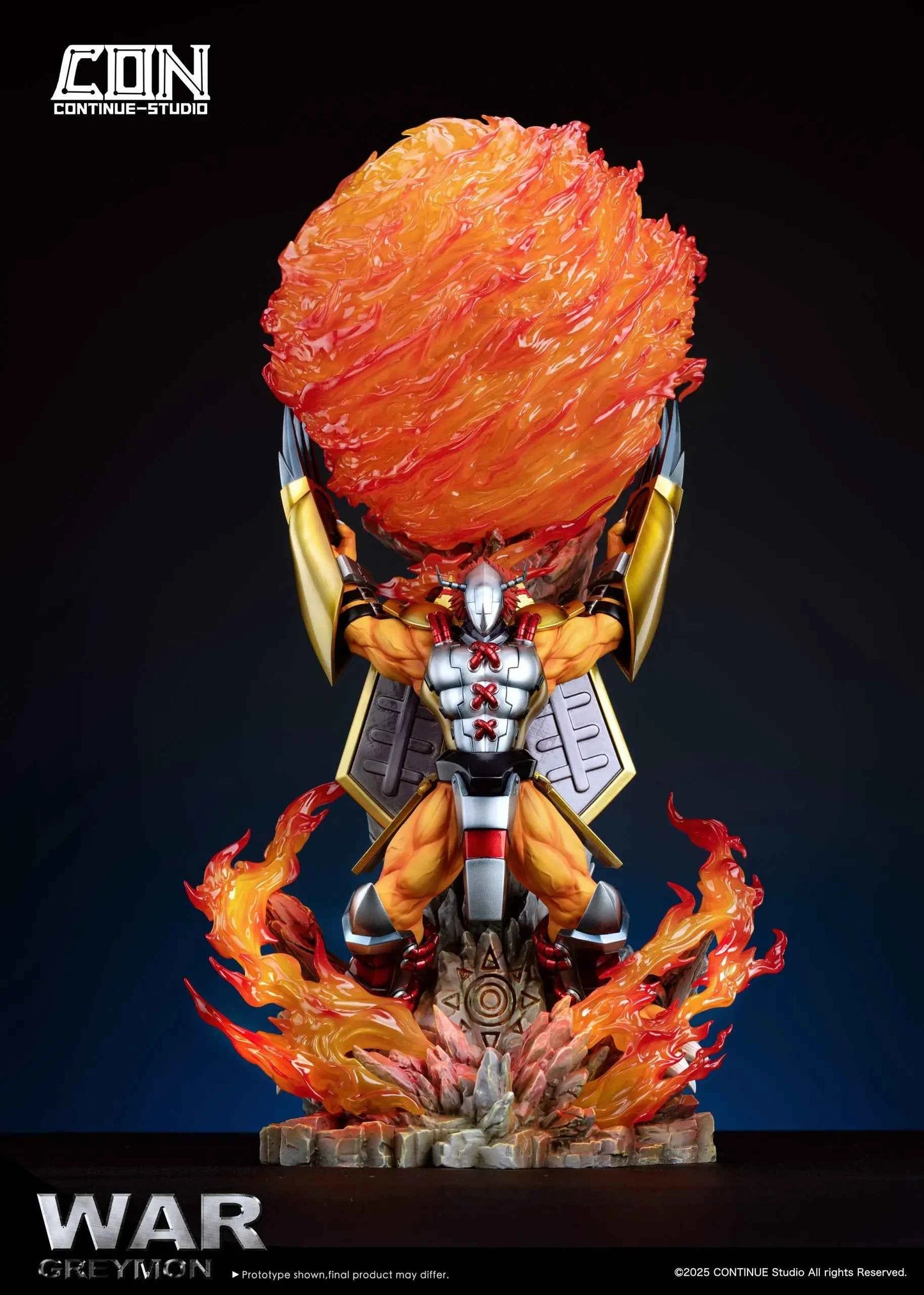 Digimon Continue Studio War Greymon Gaia Energy Cannon Resin Statue