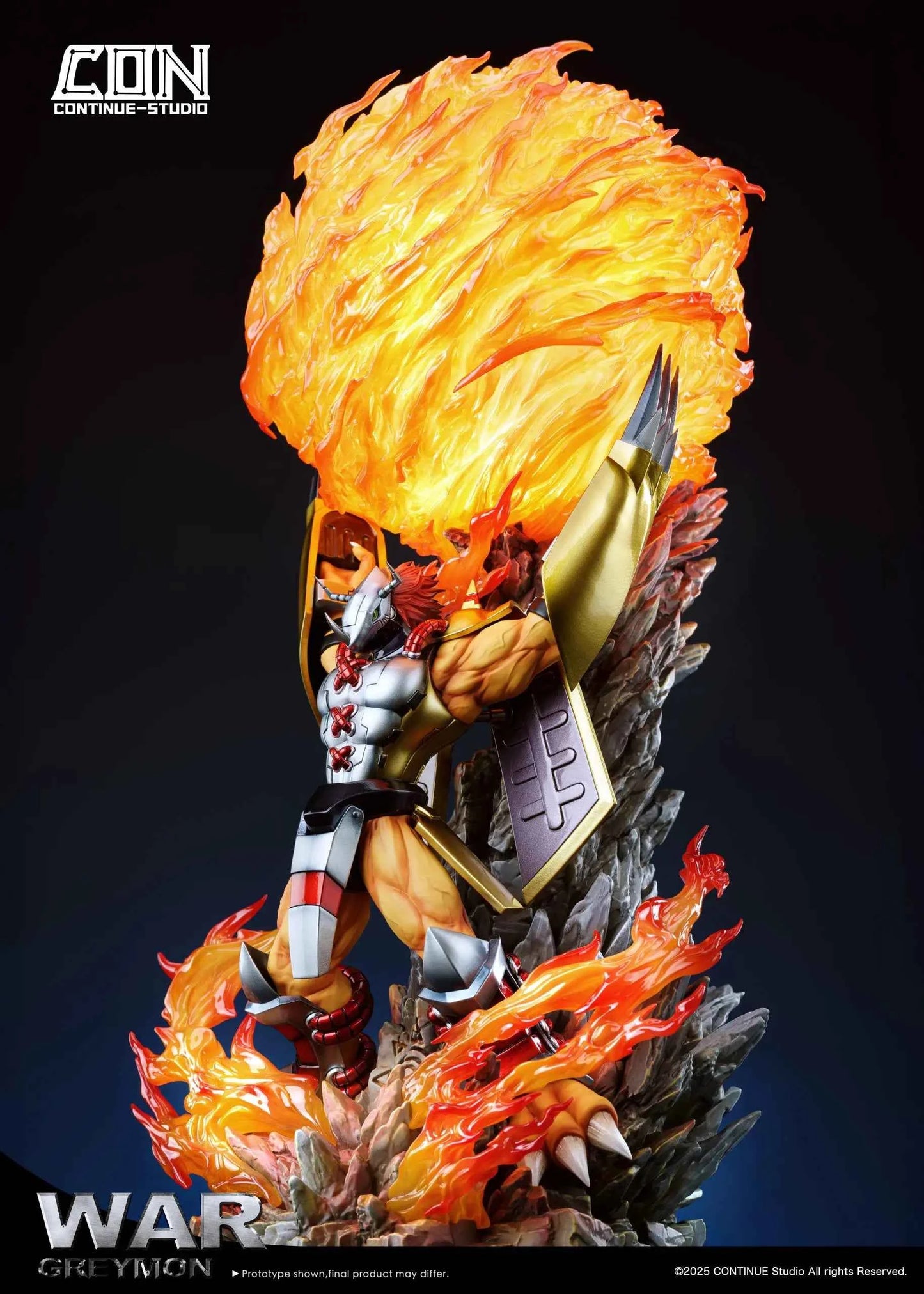 Digimon Continue Studio War Greymon Gaia Energy Cannon Resin Statue