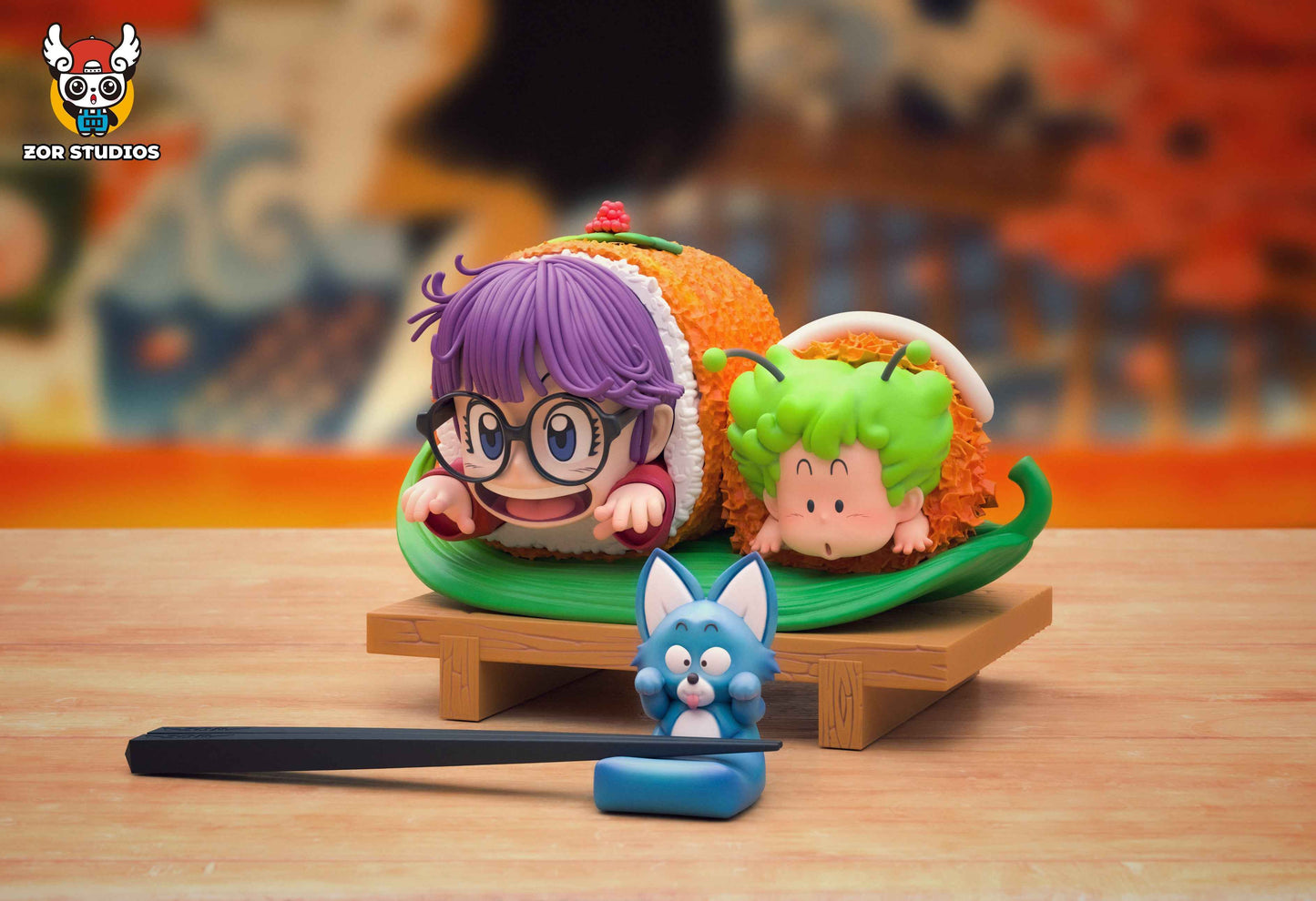 Dr Slump ~ ZOR Studio ~ Arale Norimaki, Gadzilla Norimaki "Gatchan" & Puar Sushi ~ Resin Statue - Santoryu Resins Collectors