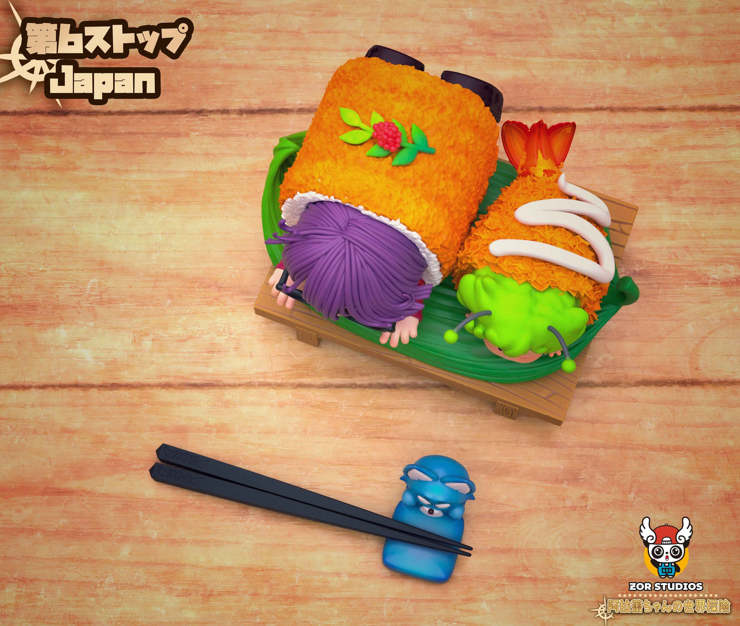 Dr Slump ~ ZOR Studio ~ Arale Norimaki, Gadzilla Norimaki "Gatchan" & Puar Sushi ~ Resin Statue - Santoryu Resins Collectors