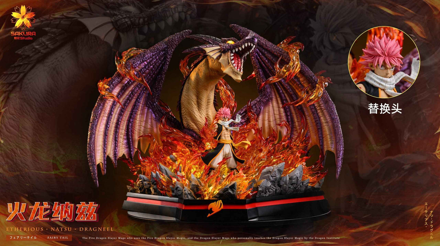 Fairy Tail ~ Sakura Studio ~ Natsu Dragneel, The Fire Dragon Igneel & The Cat Happy ~ Resin Statues - Santoryu Resins Collectors