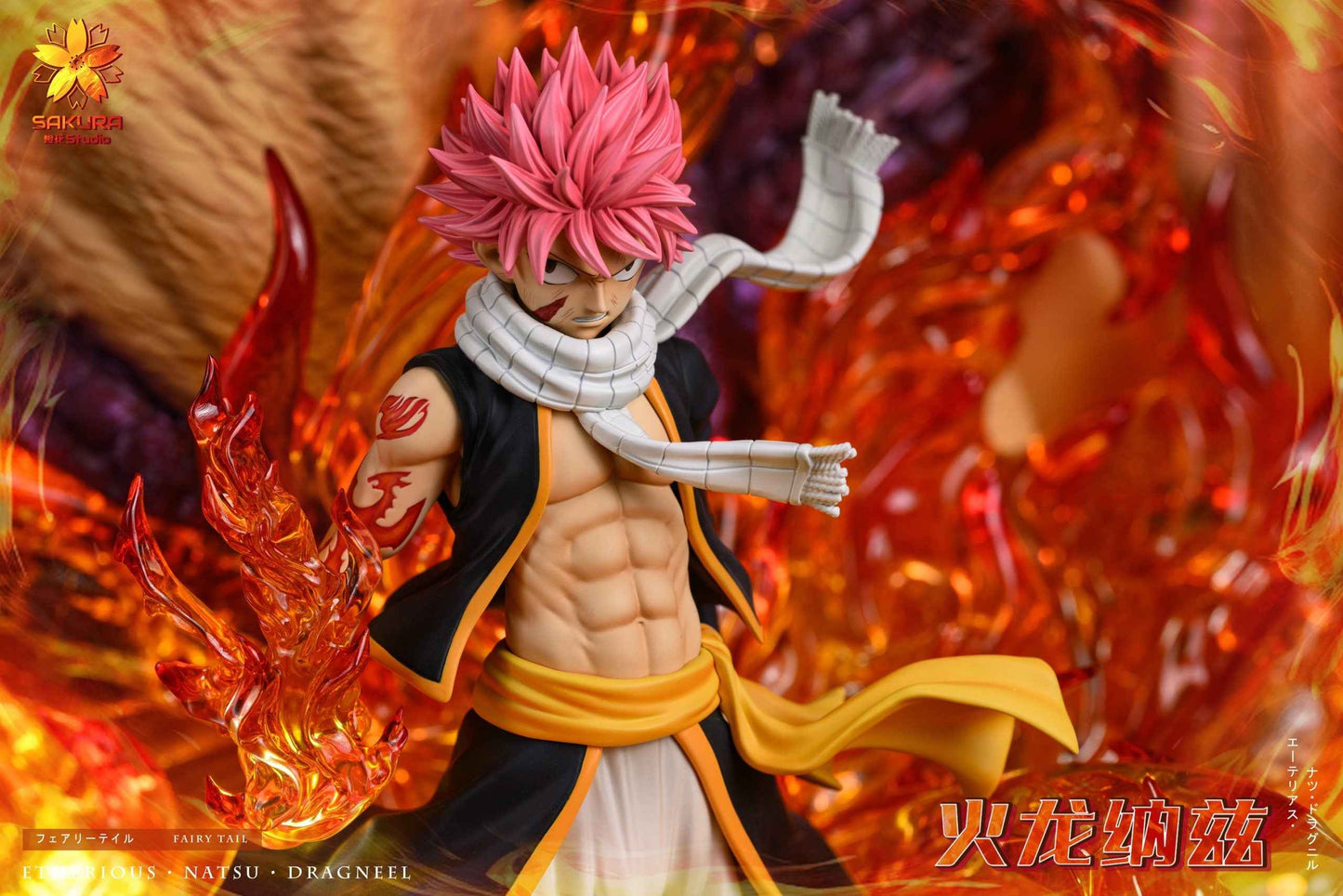 Fairy Tail ~ Sakura Studio ~ Natsu Dragneel, The Fire Dragon Igneel & The Cat Happy ~ Resin Statues - Santoryu Resins Collectors