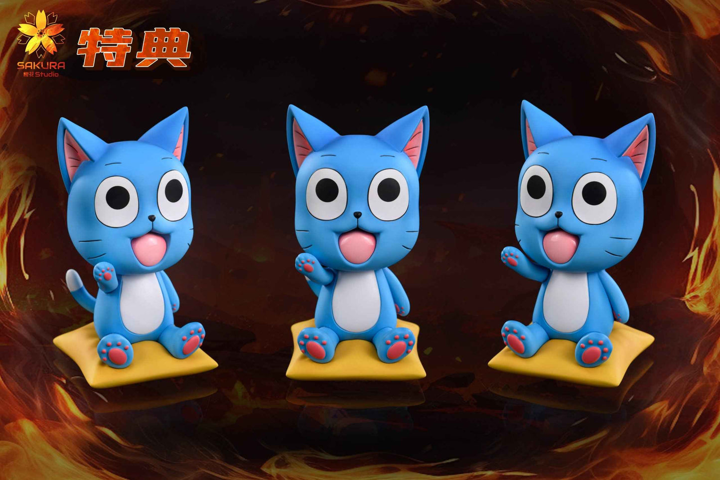Fairy Tail ~ Sakura Studio ~ Natsu Dragneel, The Fire Dragon Igneel & The Cat Happy ~ Resin Statues - Santoryu Resins Collectors
