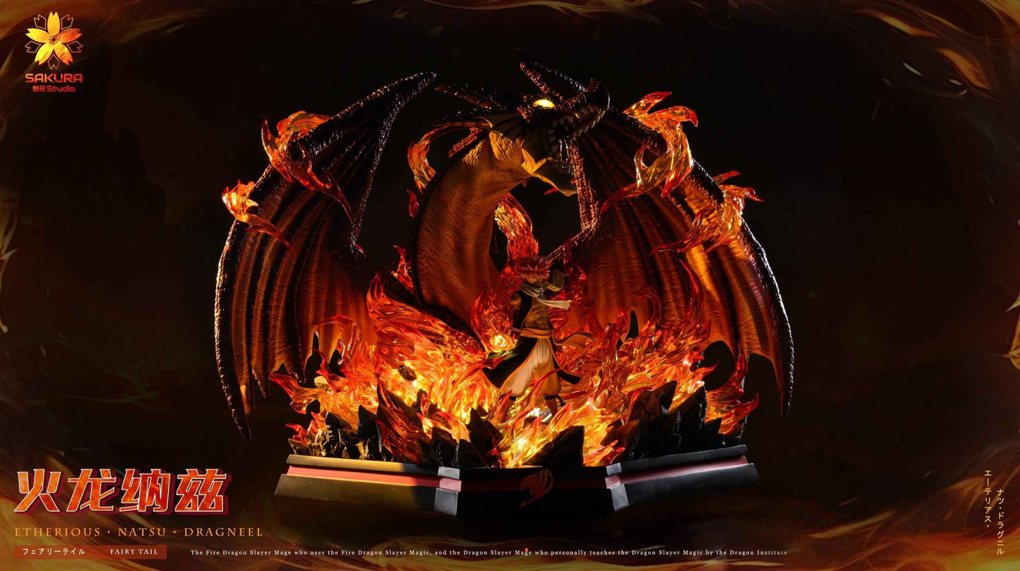 Fairy Tail ~ Sakura Studio ~ Natsu Dragneel, The Fire Dragon Igneel & The Cat Happy ~ Resin Statues - Santoryu Resins Collectors