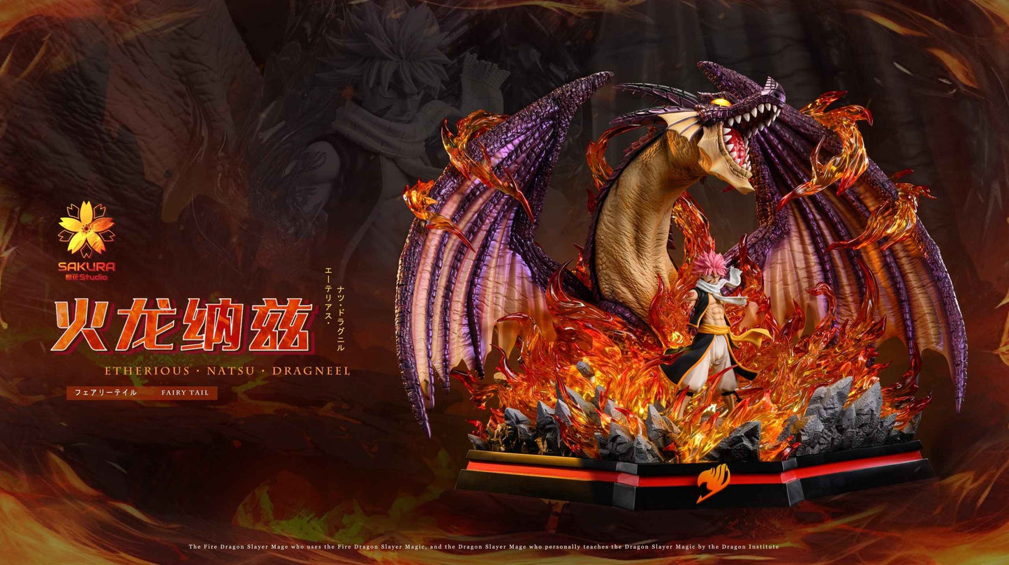 Fairy Tail ~ Sakura Studio ~ Natsu Dragneel, The Fire Dragon Igneel & The Cat Happy ~ Resin Statues - Santoryu Resins Collectors