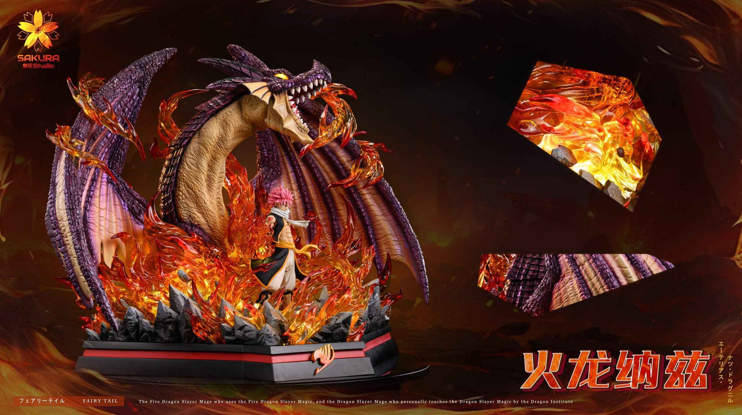 Fairy Tail ~ Sakura Studio ~ Natsu Dragneel, The Fire Dragon Igneel & The Cat Happy ~ Resin Statues - Santoryu Resins Collectors