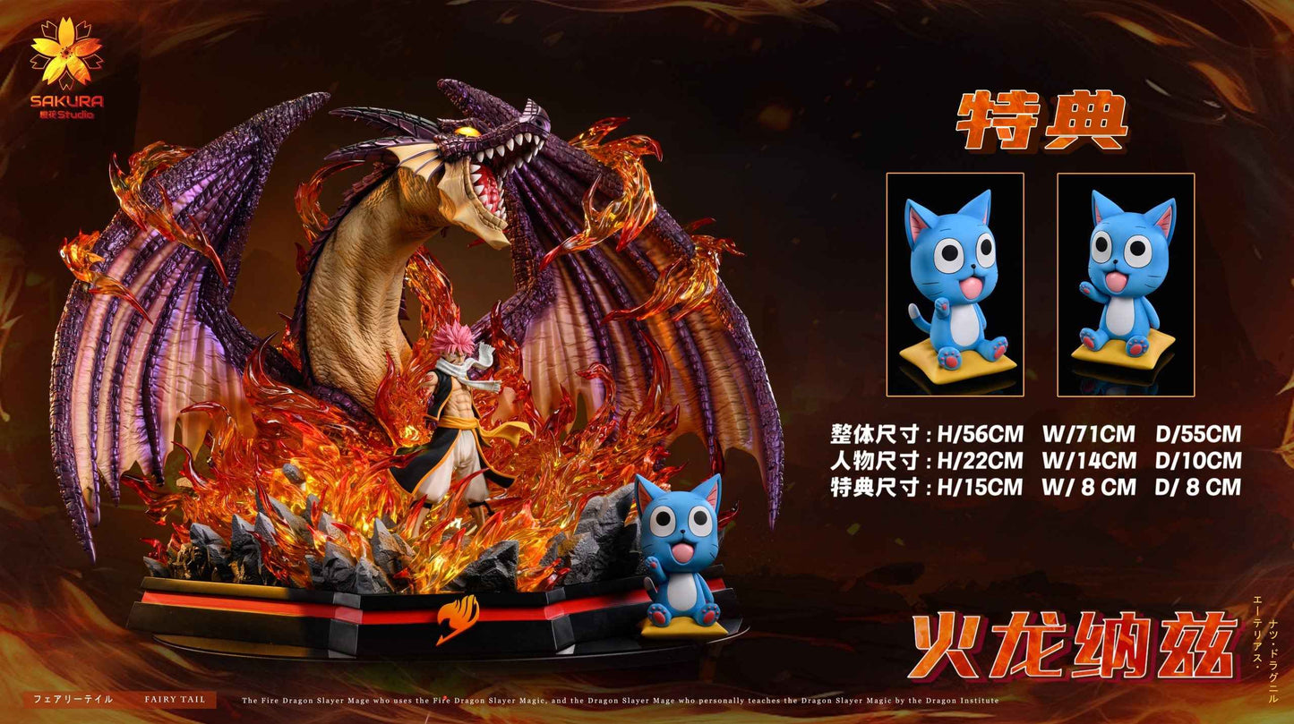 Fairy Tail ~ Sakura Studio ~ Natsu Dragneel, The Fire Dragon Igneel & The Cat Happy ~ Resin Statues - Santoryu Resins Collectors