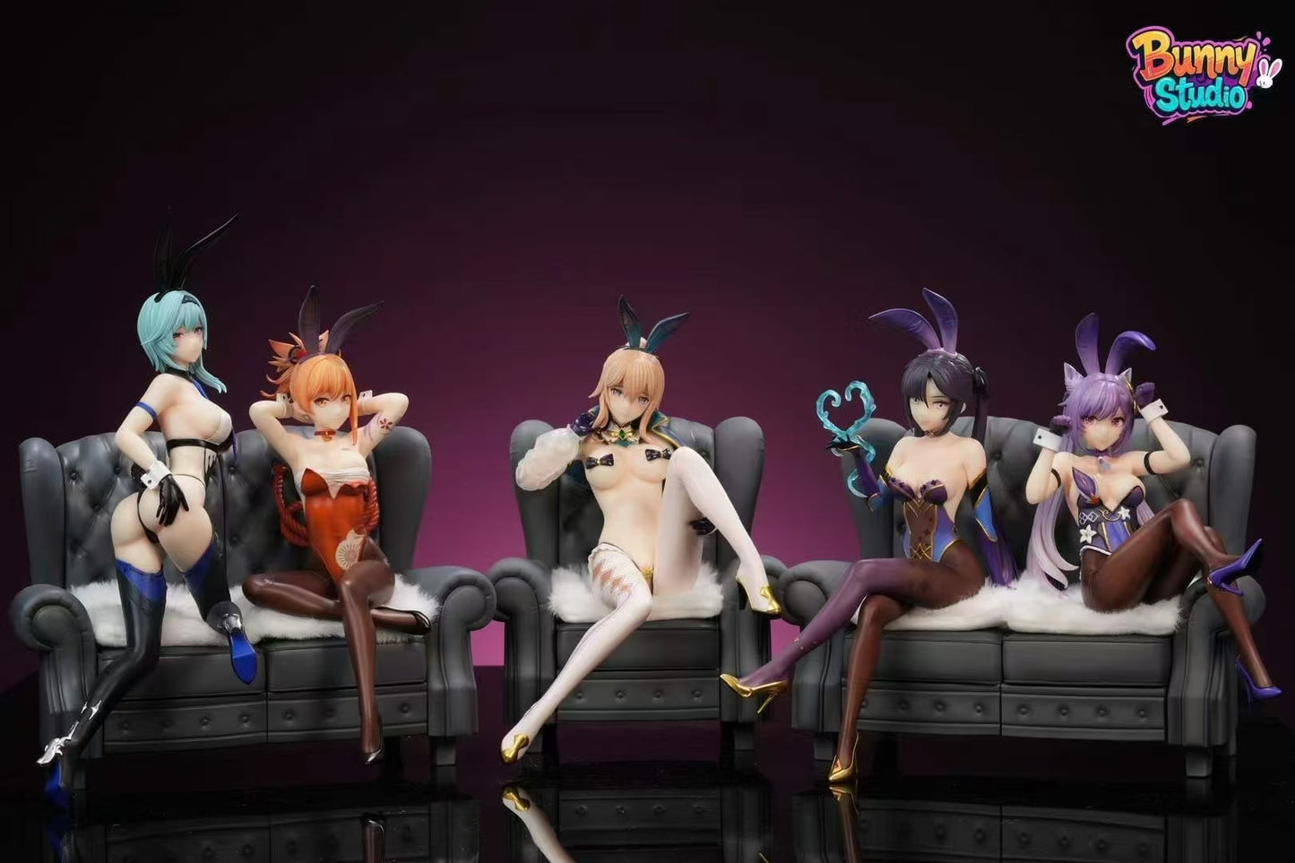 Genshin Impact Bunny Studio Keqing & Mona & Yoimiya & Eula & Jean Resin Statue