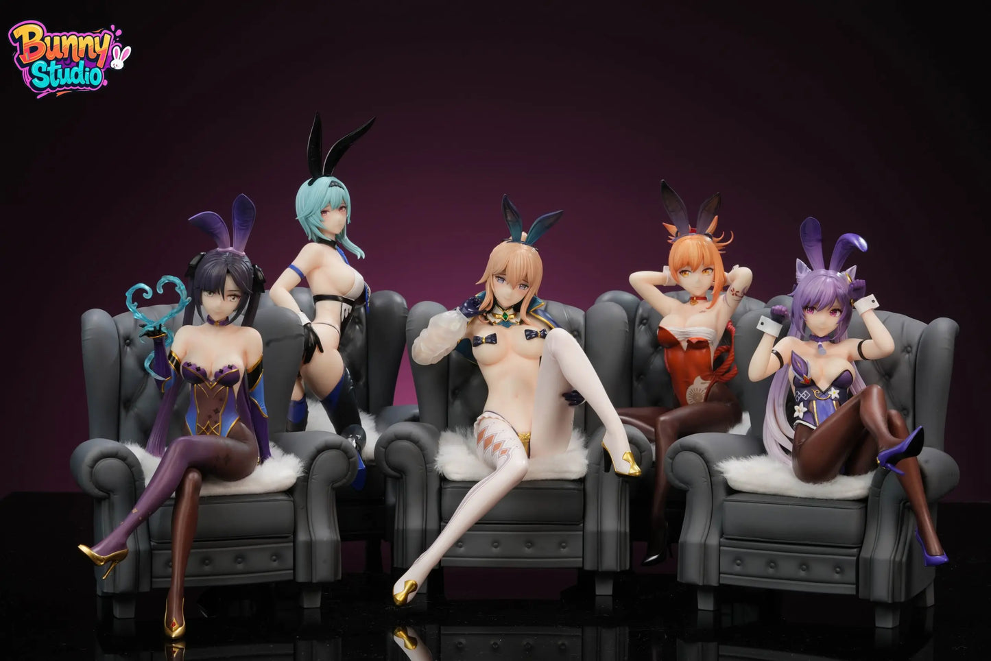 Genshin Impact Bunny Studio Keqing & Mona & Yoimiya & Eula & Jean Resin Statue