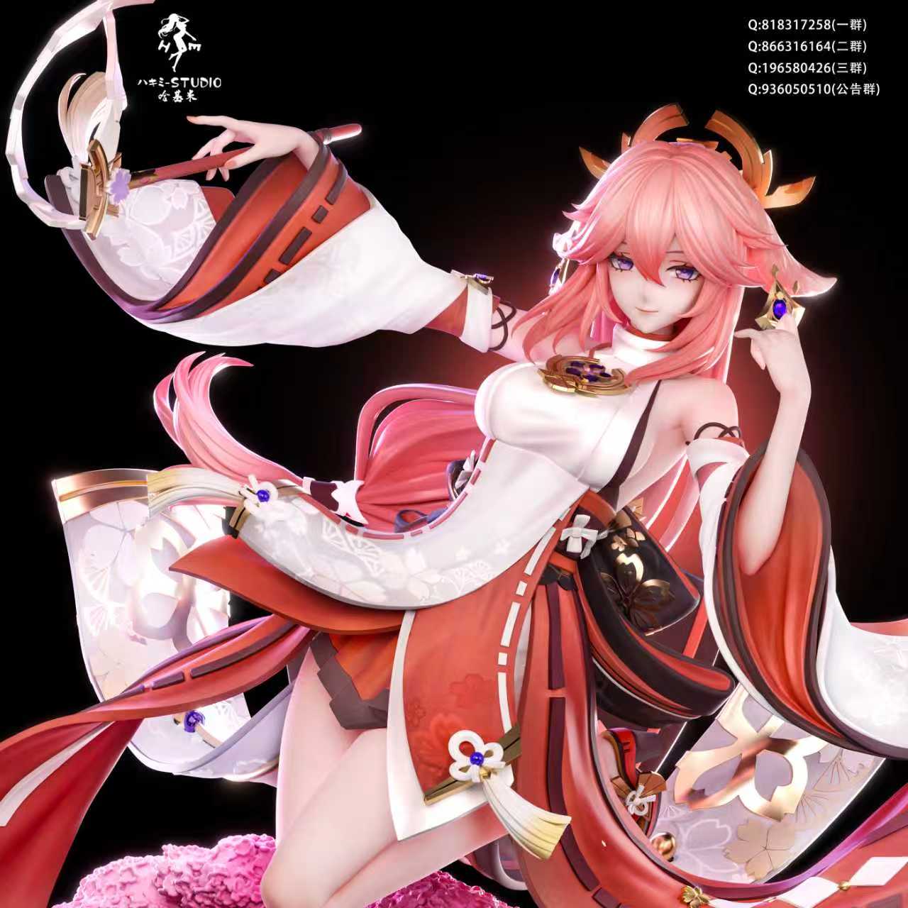 Genshin Impact Hakimi Studio Raiden Shogun & Yae Miko Resin Statue