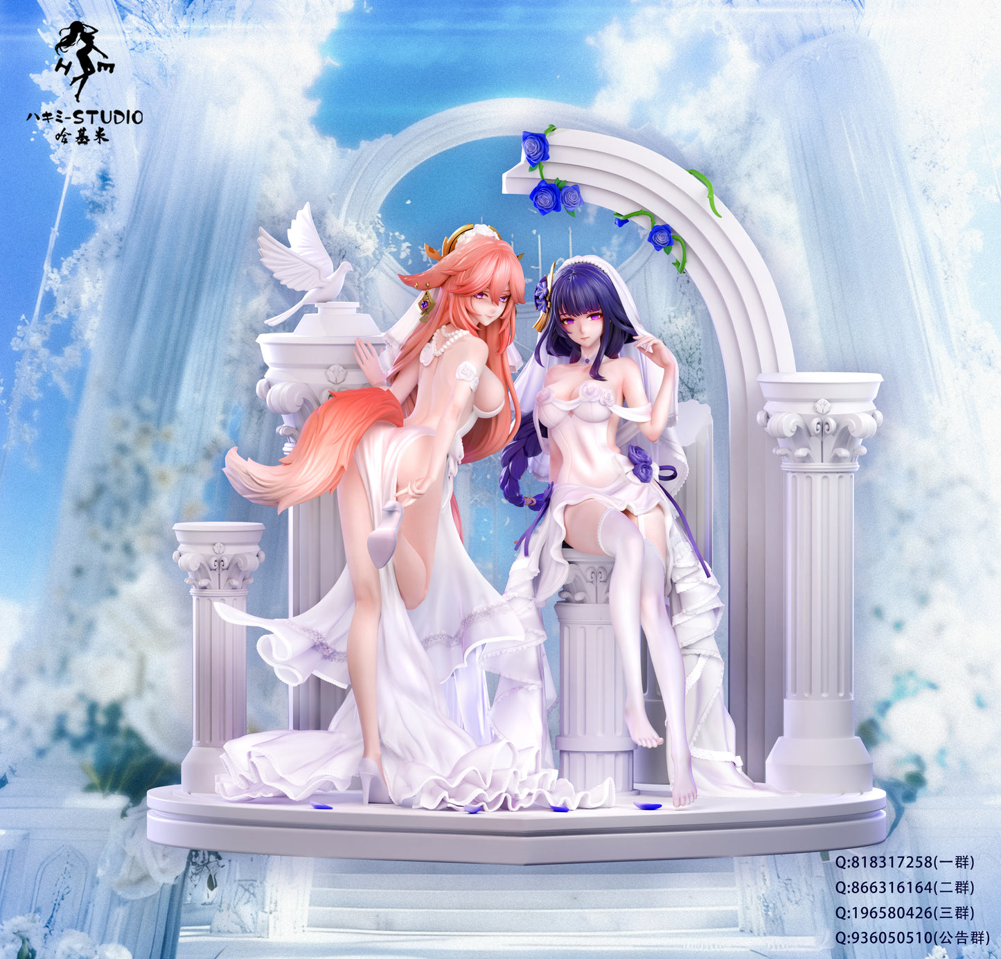 Genshin Impact Hakimi Studio Raiden Shogun & Yae Miko Resin Statue