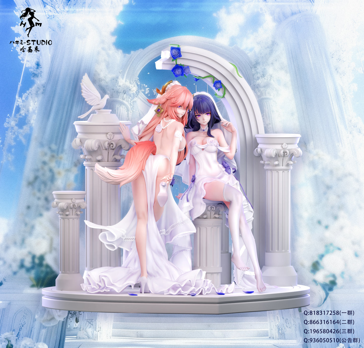 Genshin Impact Hakimi Studio Raiden Shogun & Yae Miko Resin Statue