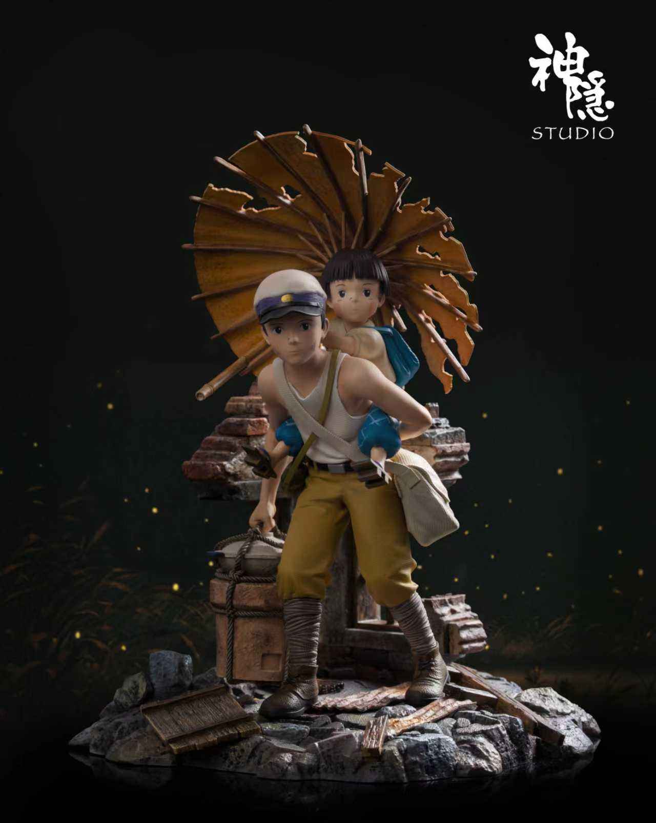 Grave of the Fireflies Shen Yin Studio Seita & Setsuko Under a Broken Umbrella Resin Statue