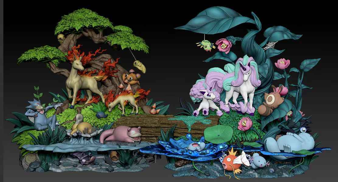 Pokémon ~ Jing He Studio ~ The Buried Forest ~ Resin Statue - Santoryu Resins Collectors