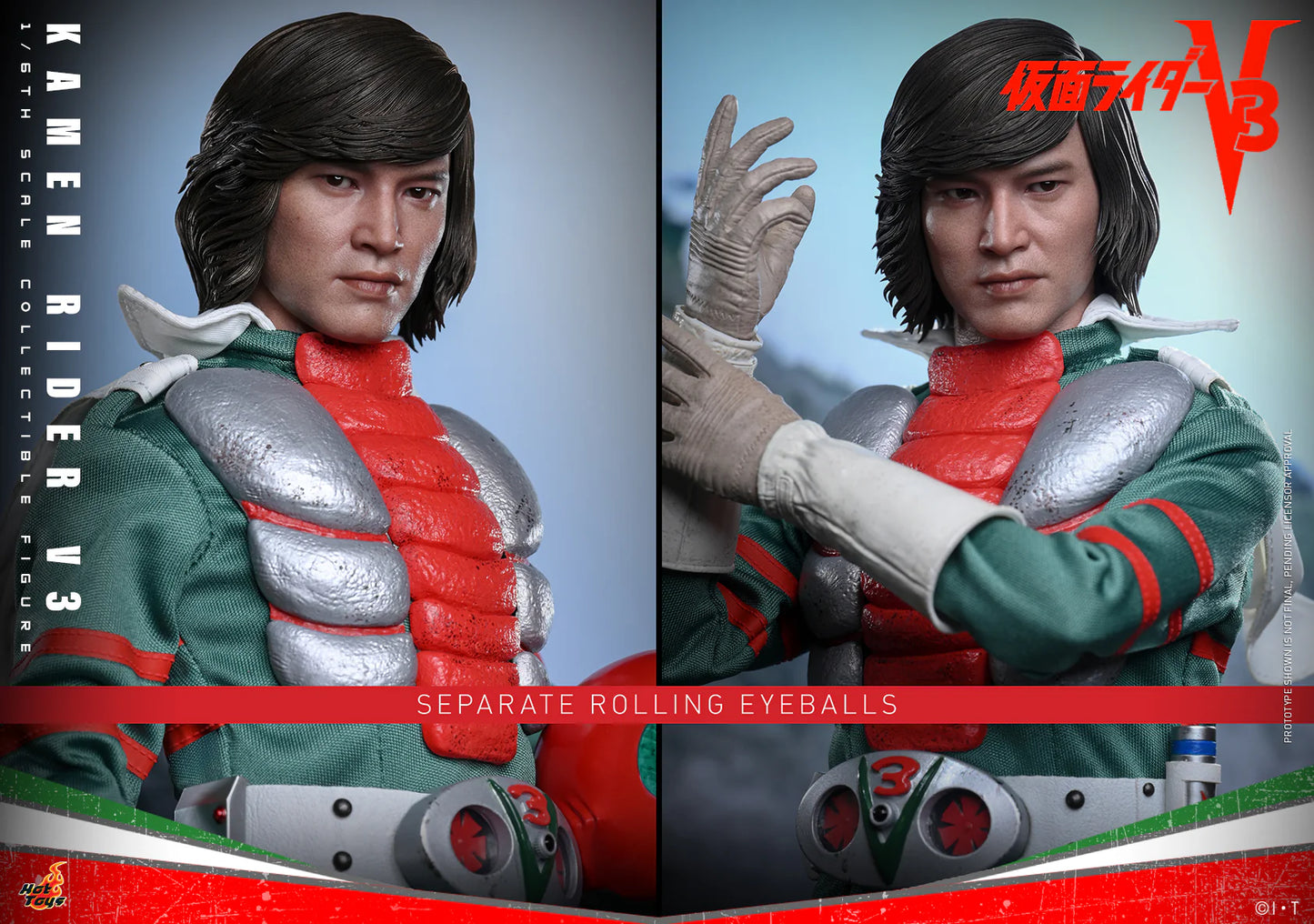 Kamen Rider Hot Toys Shiro Kazami Kamen Rider V3 TMS162 Licensed Action Figure