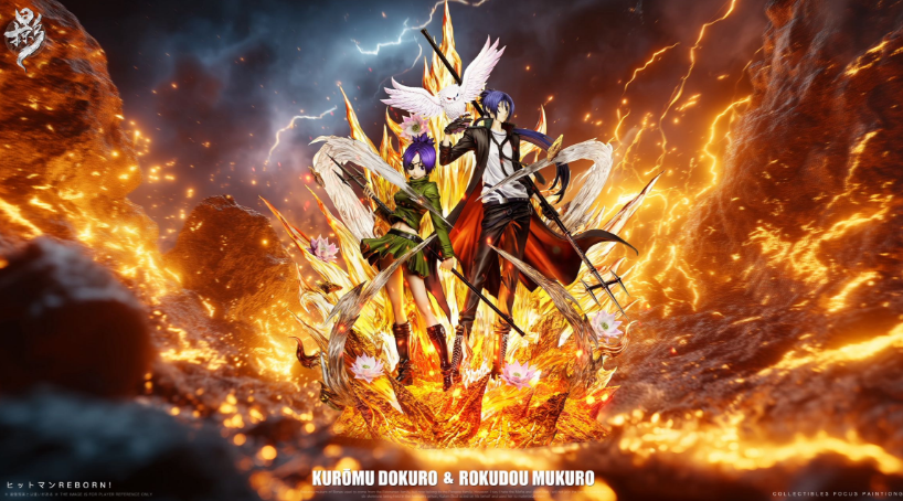 Katekyo Hitman Reborn Lue Ying Studio Kuromu Dokuro & Rokudo Mukuro Resin Statue