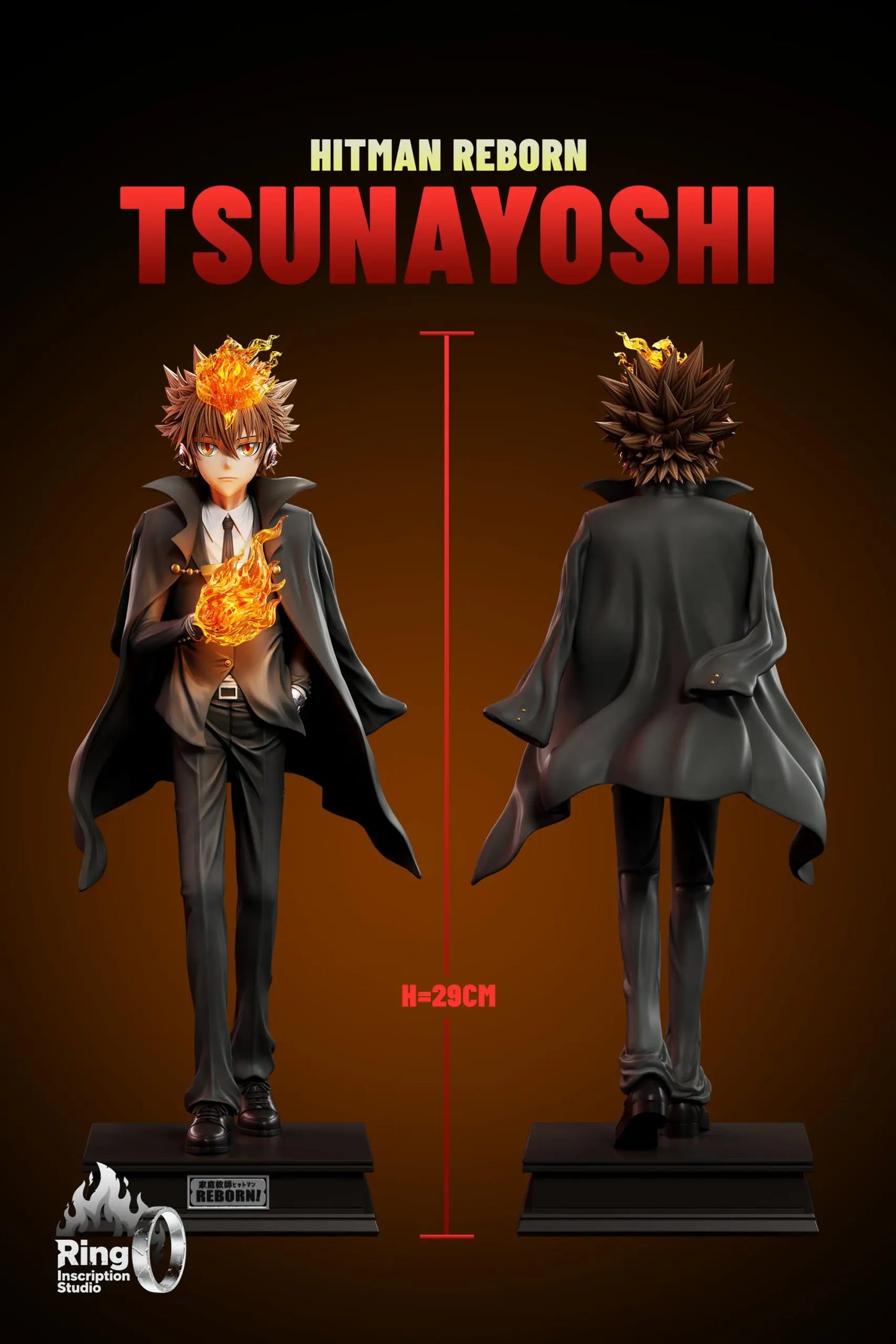 Katekyo Hitman Reborn Ring Inscription Studio Tsunayoshi Sawada Resin Statue