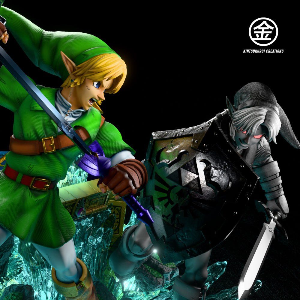 Legends of Zelda Kintsukuroi Creations Link vs Dark Link Resin Statue